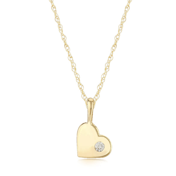 14k Gold Heart Necklace with Diamond