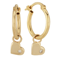 14k Gold Heart Dangle Diamond Earrings