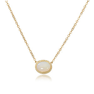 14k Gold Opal Oval Necklace