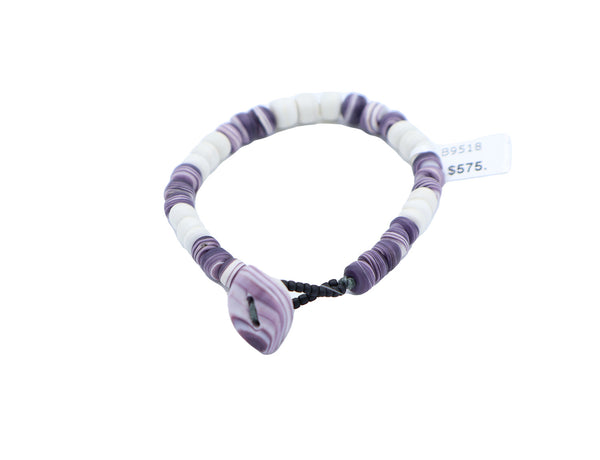 Wampum Bracelet 3 bead alternating, 7.5 inch