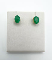 14k gold Emerald Oval Stud Earrings