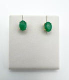 14k gold Emerald Oval Stud Earrings