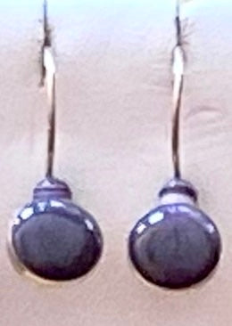 Bezel Set Round Wampum Earrings - Sterling Silver Earwire