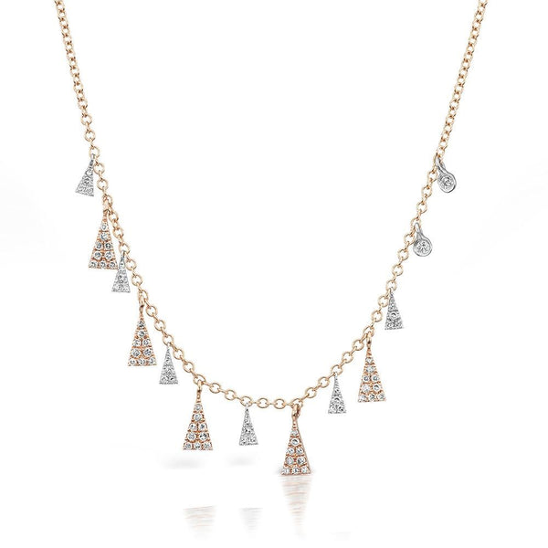 Meira Adjustable 14K Rose Gold Chain with Floating Geometric Diamond Drops