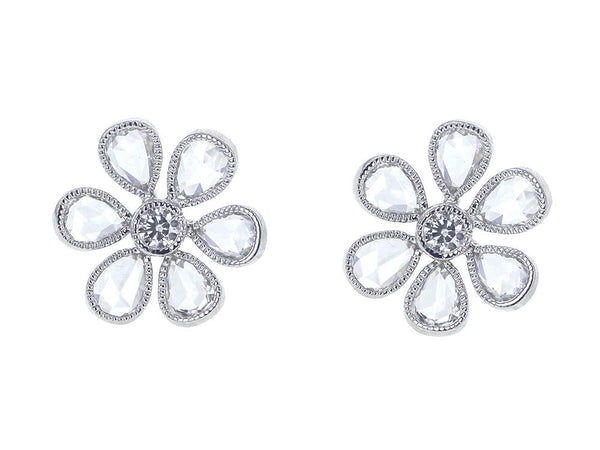 Platinum Flower Stud Earrings