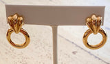 14k Gold Circle Dangle From Flourish Earrings on French Clips