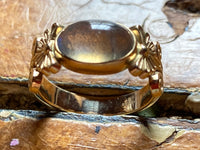 Bezel Set Cabochon Flower Ring - 14k Gold, Labradorite Size 8
