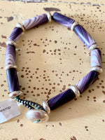 Wampum Tube Bracelet With Silver Beads & Clasp