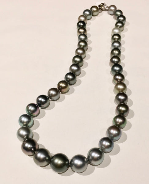Tahitian Pearl Necklace - Multicolor, 9-11mm 18in