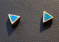 Triangle Opal Stud Earrings - 14k Gold