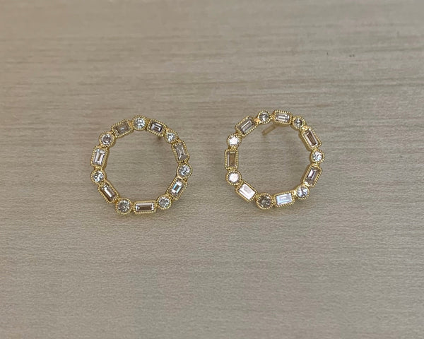 John Apel Diamond Circle Stud Earrings