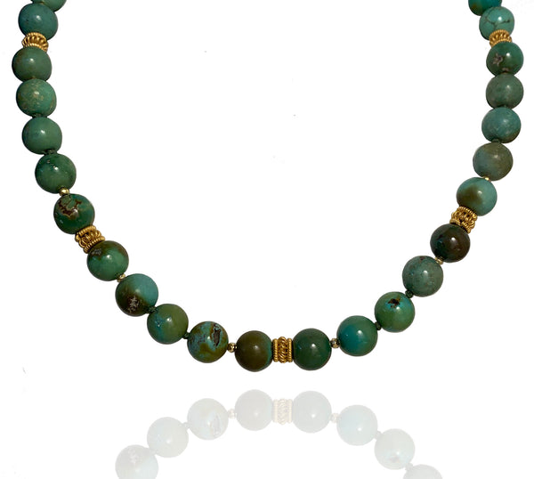 Beaded Turquoise  Necklace with Vermeil Beads