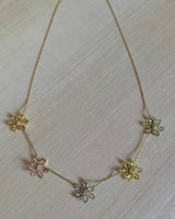 18k Gold John Apel Necklace With Diamond  and Sapphire Flower Drops