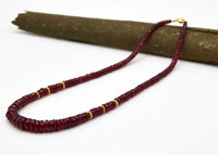 Beaded Faceted Ruby Necklace with Gold Beads