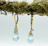 Cascade Blue Topaz Drop earrings with Leverback clasp by Brenda
