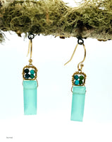 Green Chalcedony Stacked Earrings with Gold Fill Earwire By Brenda