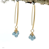 Three little drops Dangle Coil Gold Filled Earrings