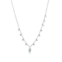 Meira Adjustable 14K White Gold Chain with Floating Diamond Drops and Tiny Pearls